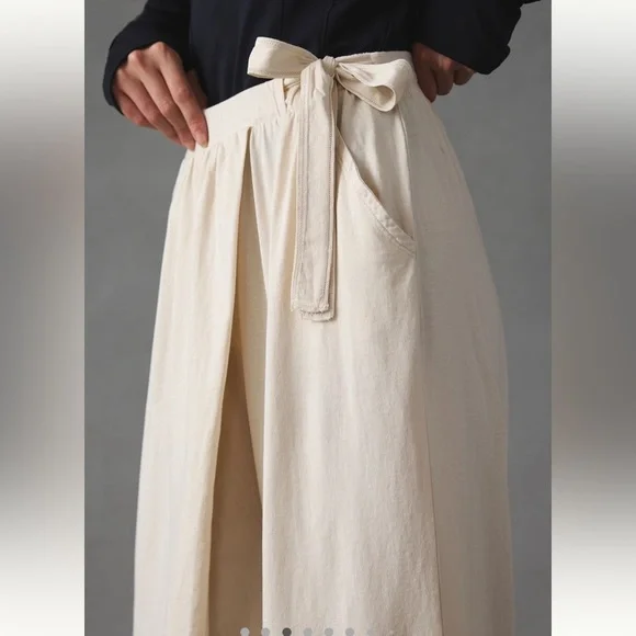 Anthropologie Cream Women's Pants casual pull on cross over - Picture 9 of 10